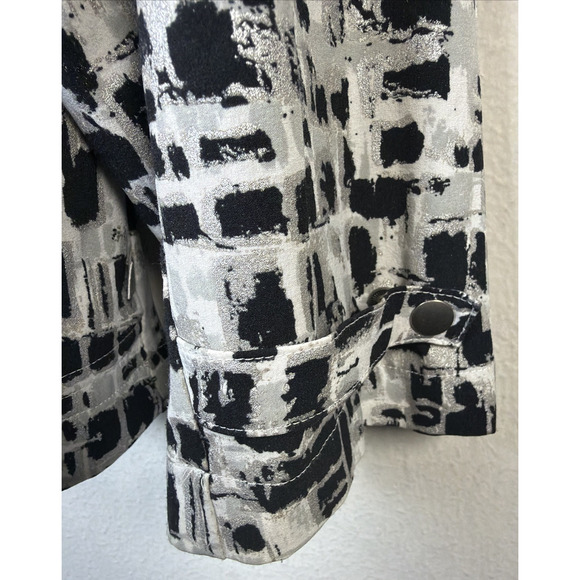 Chico’s women's Size XL 80's retro Full Zip Geometric Print Metallic Jacket - Picture 2 of 10